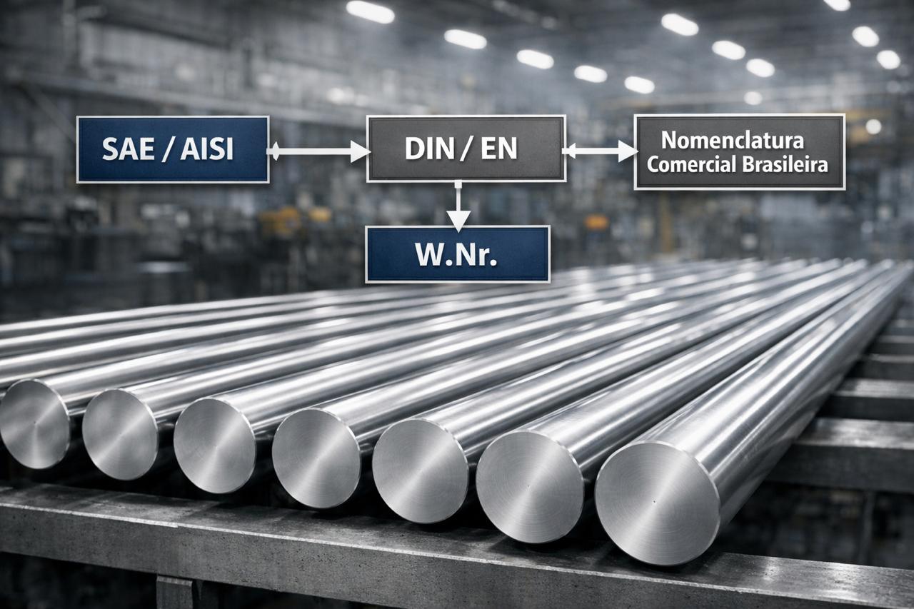 Foto de capa Guia Completo de Equivalência de Aços: SAE/AISI, DIN/EN, W.Nr. e as Principais Nomenclaturas Comerciais no Brasil